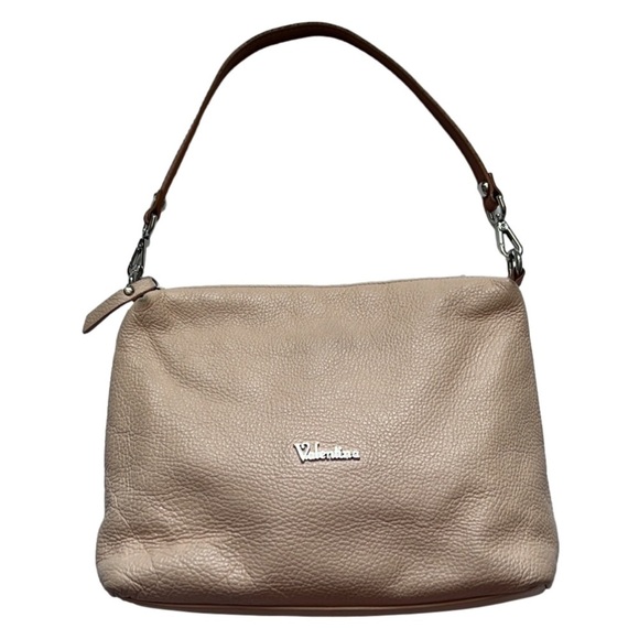 VALENTINA Made In Italy Pink Pebbled Leather Shoulder Bag - Picture 1 of 6